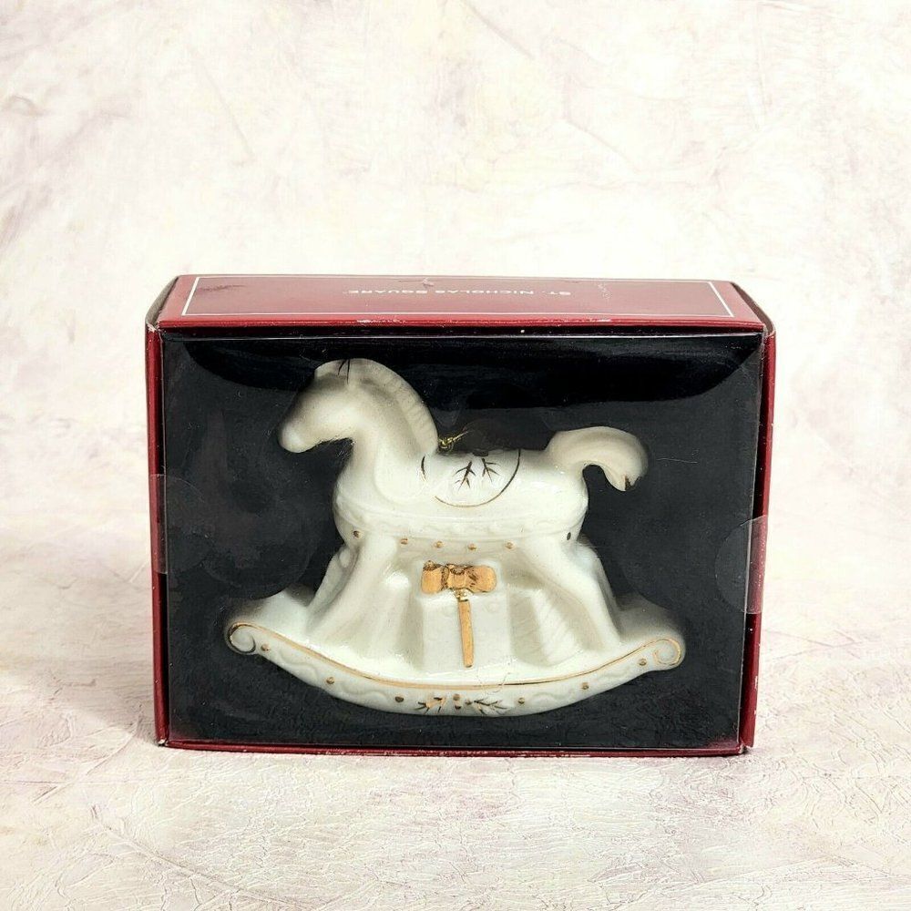 St. Nicholas Square Christmas Porcelain Rocking Horse Ornament 2007